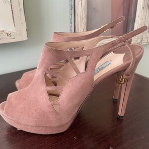 Prada Mauve Suede Cutout Heels